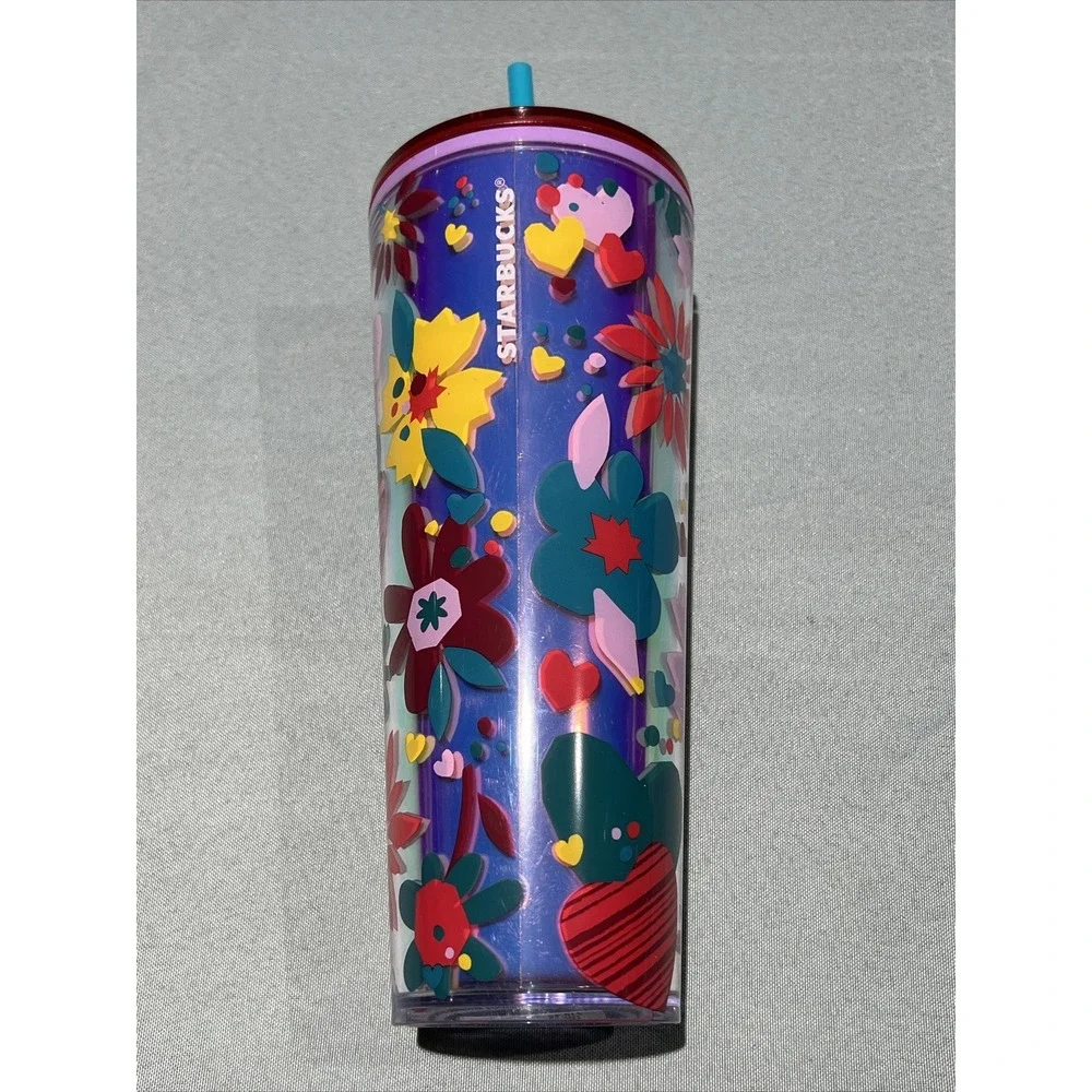 NEW Starbucks 2023 Valentines   ‎ Love Confetti 24oz Cold Cup Tumbler  D26